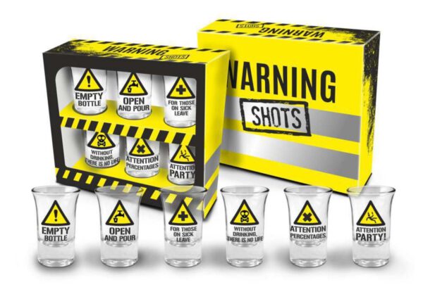 Shot glaasjes warning sign